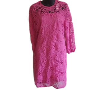 Nwt New York & Company  bright pink lacey floral dress .Size large.